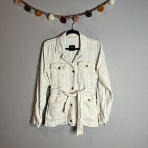 Abercrombie & Fitch white belted denim jacket